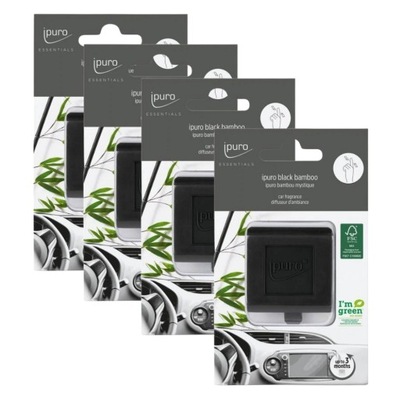 4 x ODŚWIEŻACZ ZAPACH IPURO BLACK BAMBOO ŚWIEŻOŚĆ BAMBUSU DO SAMOCHODU