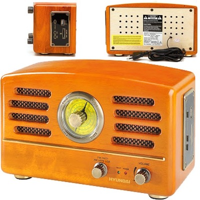 KLASYCZNE RADIO RETRO DREWNO HYUNDAI RA302 FM AM