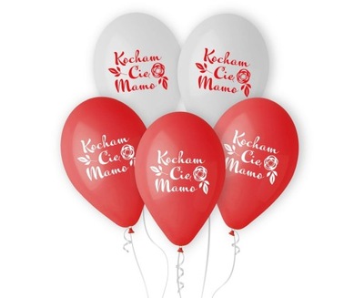 Balony lateksowe 12" - kocham cię mamo - 5 sztuk