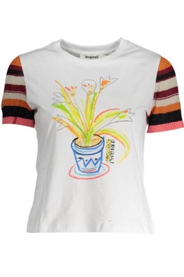 Damski t-shirt z kolorowym kwiatem DESIGUAL