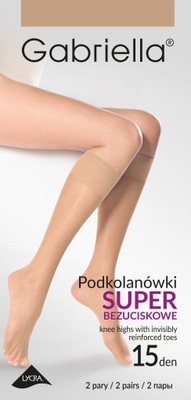 Podkolanówki bezuciskowe Gabriella SUPER 2 pary beż -BEIGE