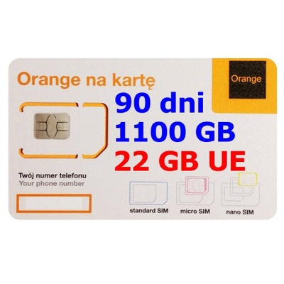 Starter Internet Mobilny na kartę Orange Free 1100 GB 90 dni 22 GB UE 4G 5G