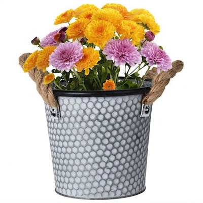 DONICZKA OSŁONKA na kwiaty metalowa 26 cm szara