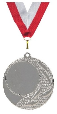 MEDAL SREBRNY z grawerem NAGRODA 40mm WSTĄŻKA