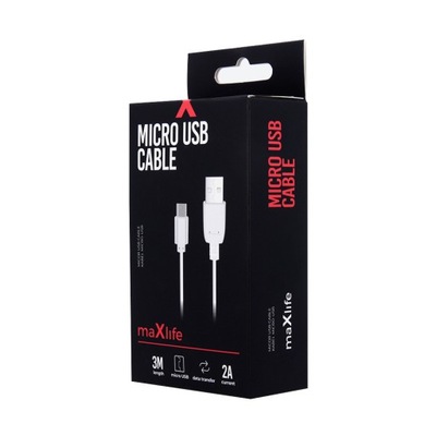 Kabel Maxlife MicroUSB 3,0m 2,0A FAST CHARGE