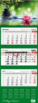 Kalendarz 2024 Pan Kalendarzyk Ścienny Trójdzielny Zen