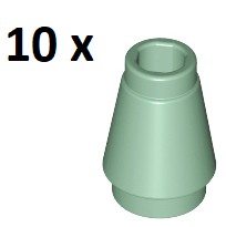 LEGO Sand Green Cone 1x1 Stożek 4589b 10szt