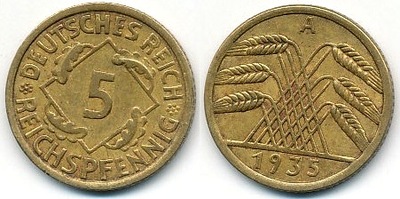 Niemcy 5 Reichspfennig - 1935r A ... Monety