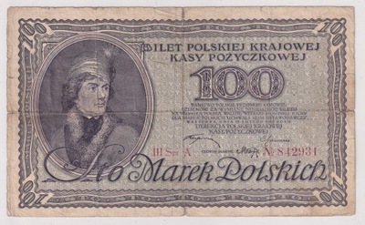 100 Marek Polska 1919 III Ser. A RZADKA odmiana