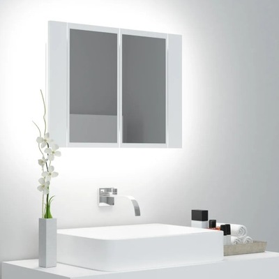 Szafka łazienkowa z lustrem i LED biała 60x12x45 cm