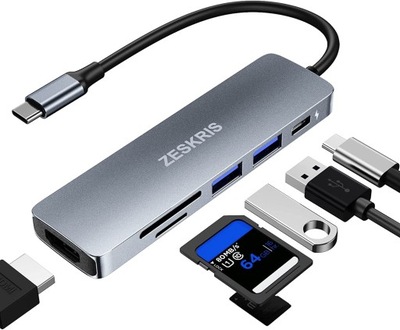 HUB USB C ADAPTER 6W1 USB ZESKRIS