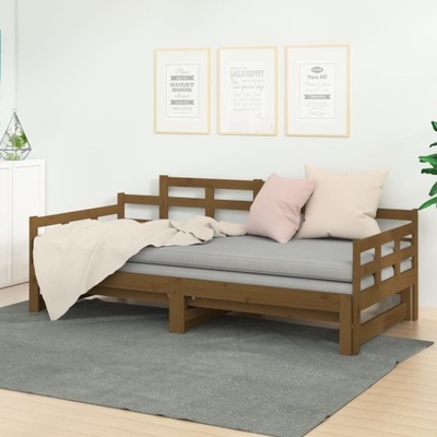 Łóżko rozsuwane, miodowy brąz, drewno sosnowe, 2x(90x200) cm