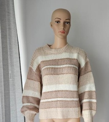 DOROTHY PERKINS BEŻOWY SWETER W PASKI 36 ZZA