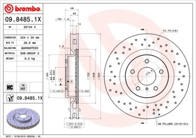 DISKAI STABDŽIŲ PRIEK. BREMBO 09.8485.1X 0984851X 