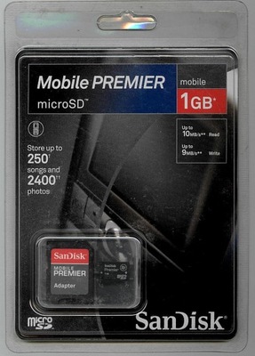 KARTA PAMIĘCI SANDISK MOBILE PREMIER MICROSD 1GB PLUS ADAPTER SD