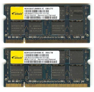 Dual ELIXIR 2GB , 2x1GB 2Rx8 PC2-5300S-555-12-F1