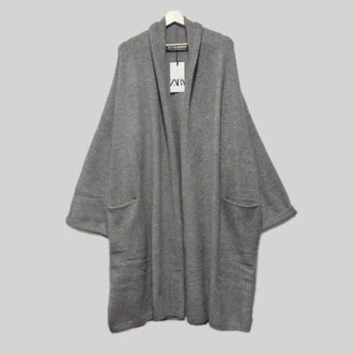 ZARA Szary Sweter Kardigan OVERSIZE L