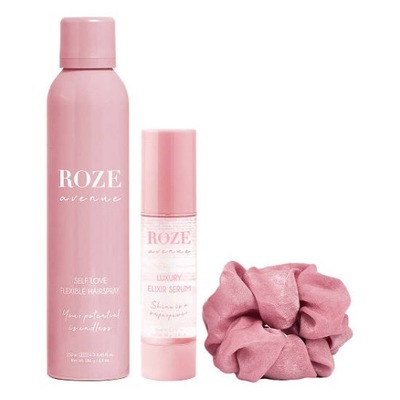 Roze avenue Mesh Bag Lakier do włosów 250ml Serum 50ml Gumka scrunchie