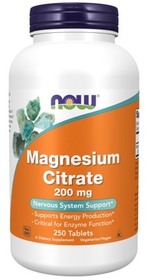 NOW Magnesium Citrate Cytrynian Magnezu 200mg 250t