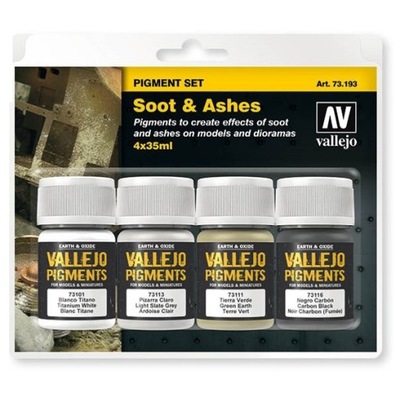 Vallejo Pigments 73193 Soot + Ashes [4szt x 35ml] 24H