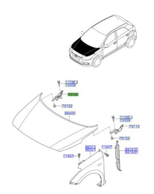 Петля капот ліва сторона перед hyundai i20 2015-2020 фото №1