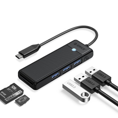 ORICO HUB USB 3.0 ADAPTER ROZGAŁĘZIACZ 4W1 USB-C DO 3X USB-A 3.0 CZYTNIK SD