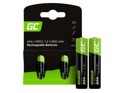 Akumulatorki baterie paluszki 2x AAA HR03 800mAh GREEN CELL GR08