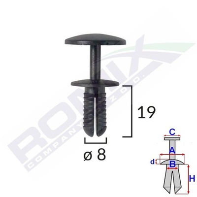 Kołek rozporowy uniwersalny 8mm czarny x10szt