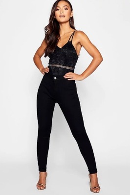 BOOHOO PETITE CZARNE KLASYCZNE RURKI 34 XS 1VAB