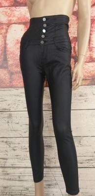 Czarne Woskowane Spodnie Gorset R 36/S