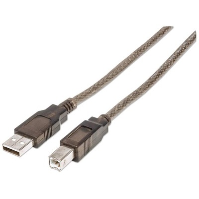 Manhattan Kabel USB 2.0 11m A-B Srebrny