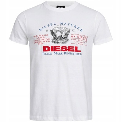 DIESEL koszulka t-shirt biały męski r. S
