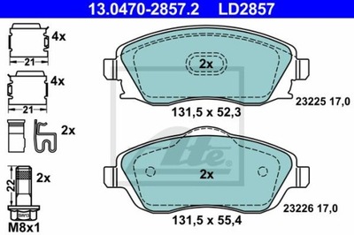 ATE 13.0470-2857.2 ZAPATAS CERÁMICOS PARTE DELANTERA OPEL COMBO/CORSA/MERIVA/TIGRA  