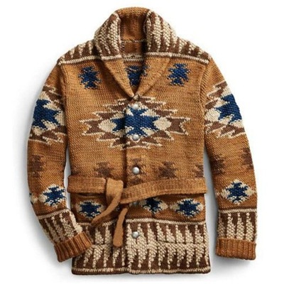 Sweter męski wzór w stylu Vintage żakardowy casua