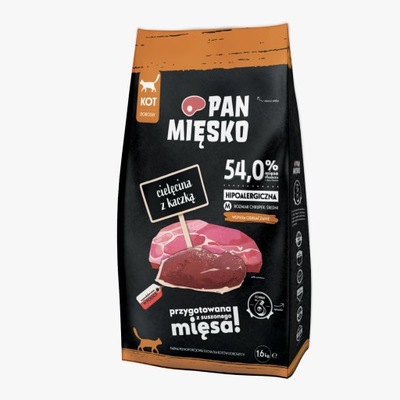 PAN MIĘSKO karma kot CIELĘCINA KACZKA M 1,6kg