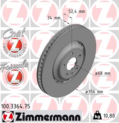 ZIMMERMANN 100.3364.75 ДИСК ГАЛЬМІВНИЙ