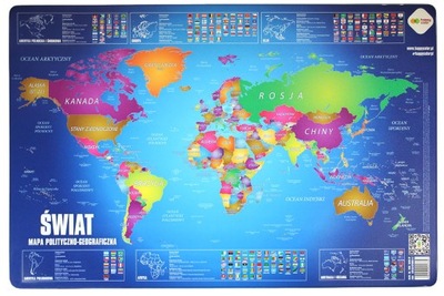 Podkład na biurko Mapa polityczno geograficzna ŚWIAT 36,5 cm x 55 cm