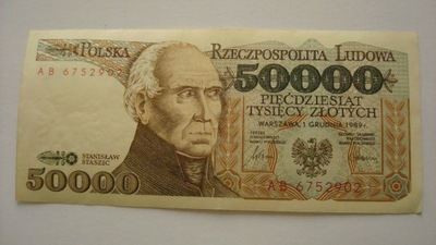 Banknot 50000 zł 1989 rok - seria AB stan 2