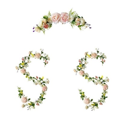 3 sztuczne kwiaty jedwabny kwiat róży Liście Girlandy dla