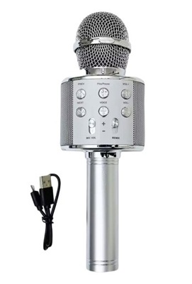 Mikrofon do karaoke srebrny Bluetooth
