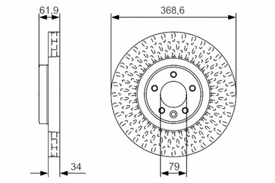 BOSCH DISKAI STABDŽIŲ 2SZT. PRIEK. LAND ROVER RANGE ROVER SPORT I 5.0 