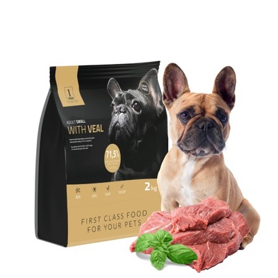 SUCHA KARMA DLA PSA Z CIELĘCINĄ DLA MAŁYCH RAS 2KG 1DOG MONOBIAŁKOWA