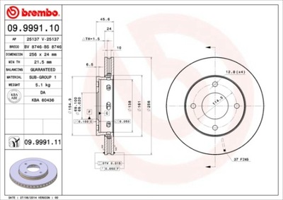 DISCOS DE FRENADO PARTE DELANTERA BREMBO 09.9991.11 09999111  