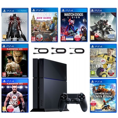 ZESTAW PS4 PlayStation 4 500GB + Sony Dualshock 4 + 8 Gier