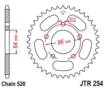 ENGRANAJE PARTE TRASERA DE ACERO JT JTR254.45, 45Z TAMAÑO 520  