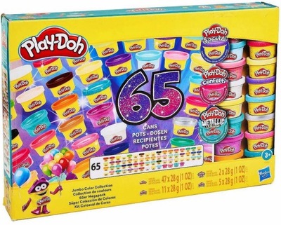 Zestaw Ciastolina Play-Doh 65 tub Jumbo Color F3620 Hasbro megapaka