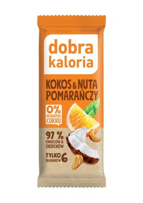 BATON DAKTYLOWY KOKOS NUTA POMARAŃCZY BEZ CUKRÓW