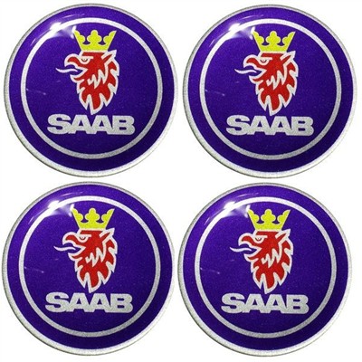 Naklejki na kołpaki emblemat SAAB 60mm silikonowe