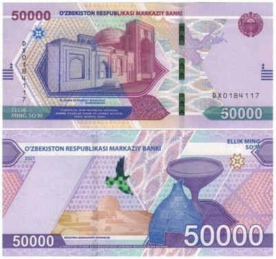 UZBEKISTAN 50000 SUM 2021 P-W91 UNC