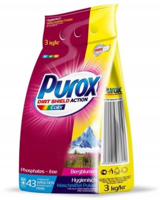 Proszek do prania kolorów Purox 3 kg 43 PRANIA